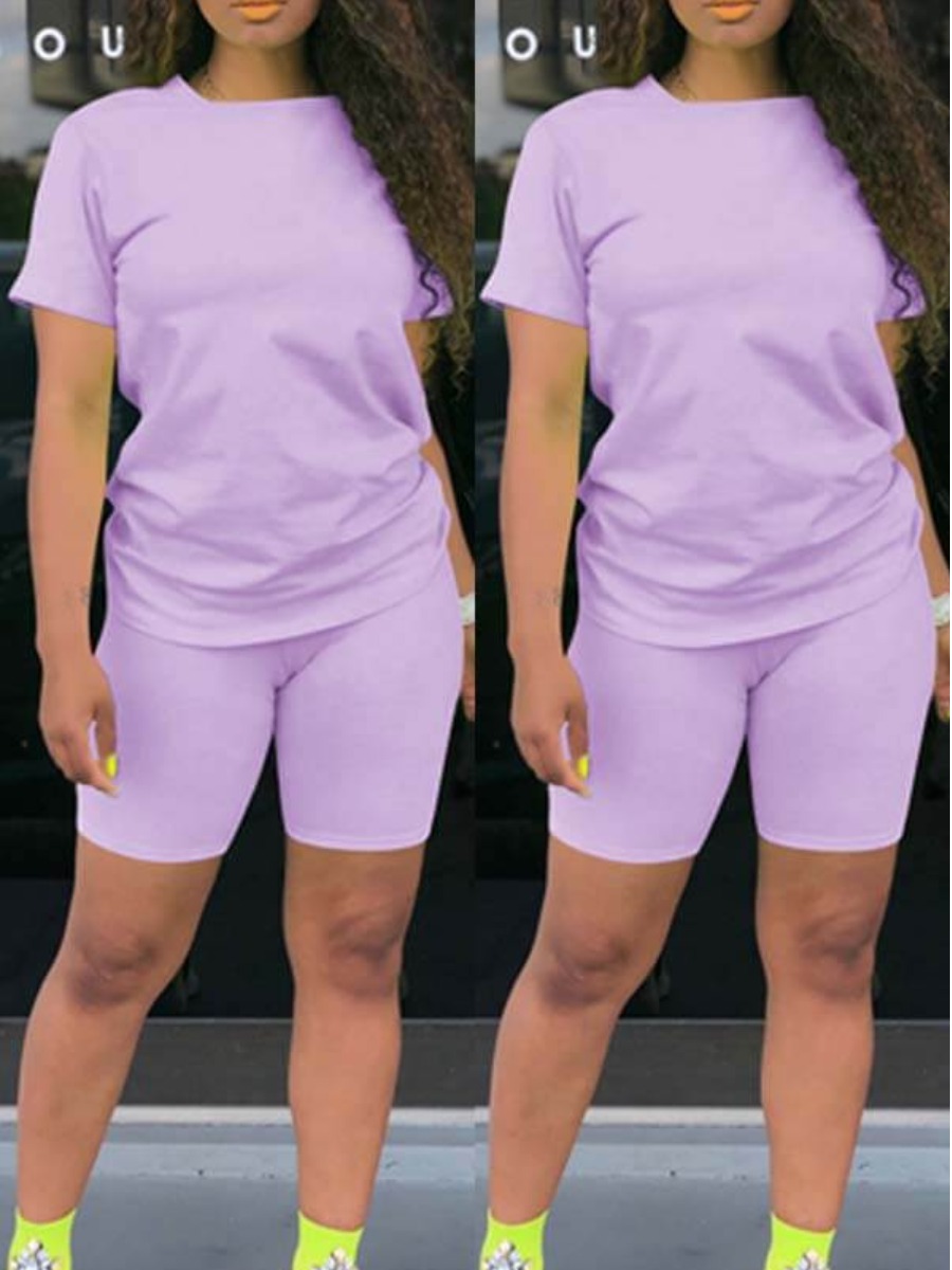 LW BASICS Round Neck Regular Fit Shorts Set