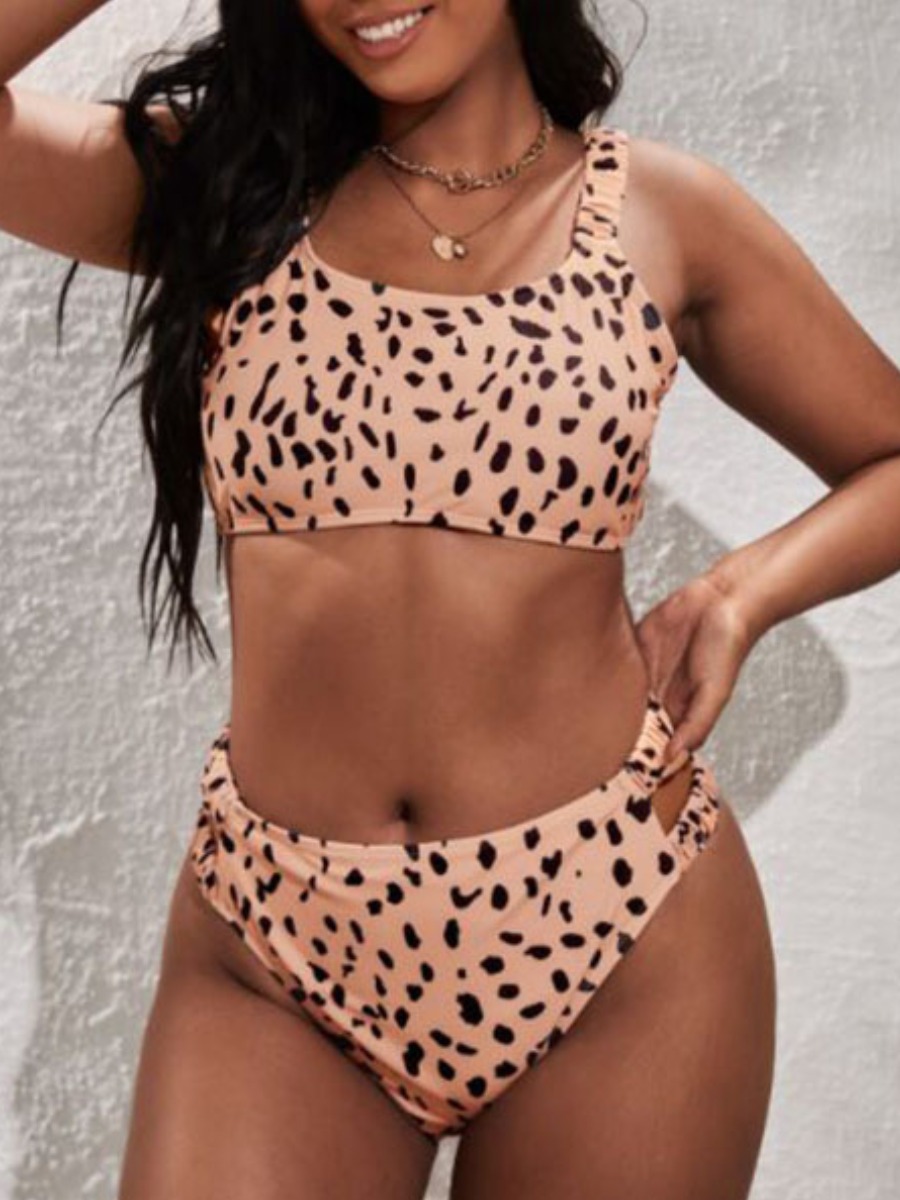 

LW Plus Size Leopard Print Cut Out Bikini Set