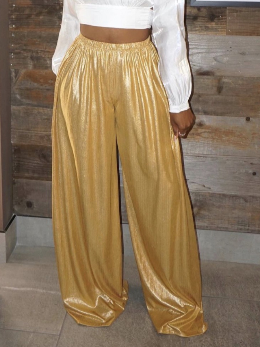 

LW Mid Waist Wide Leg Pants, Yellow