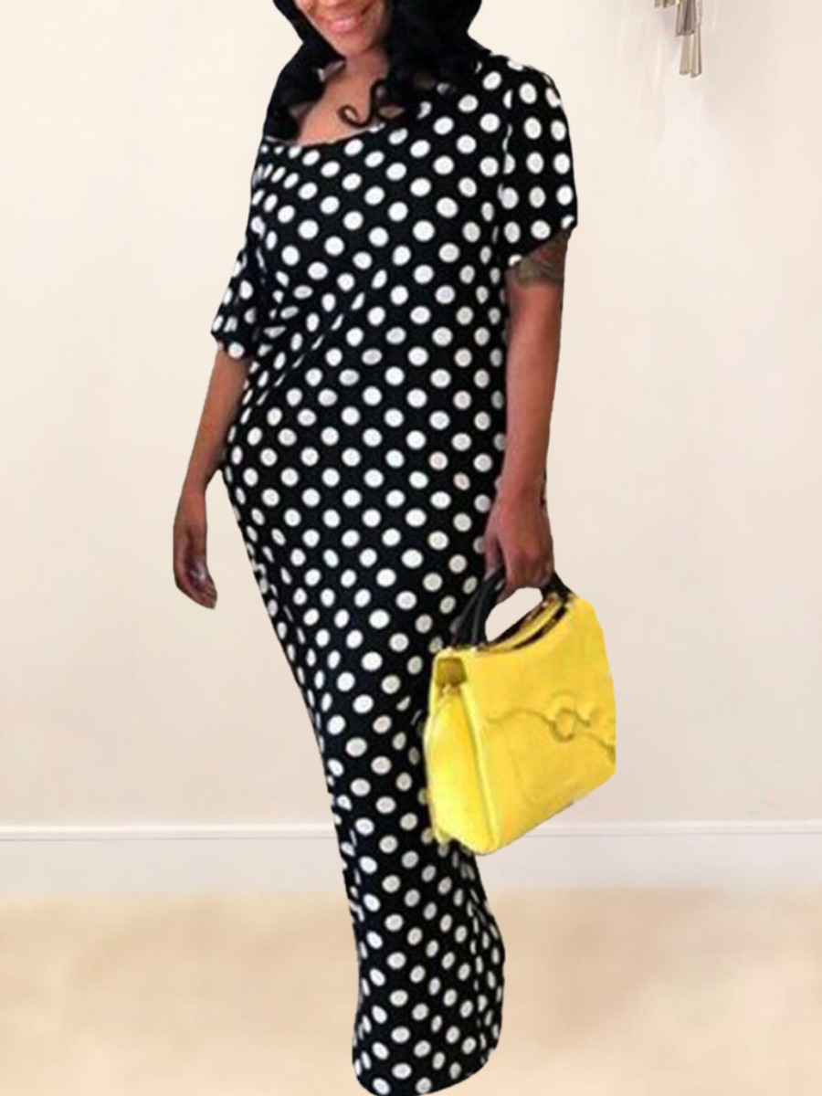 LW Round Neck Dot Print Dress