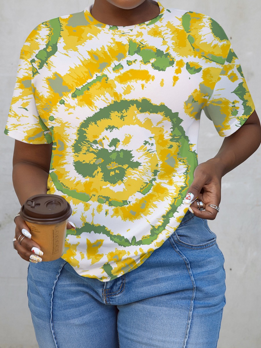 

LW Round Neck Tie-dye T-shirt, White