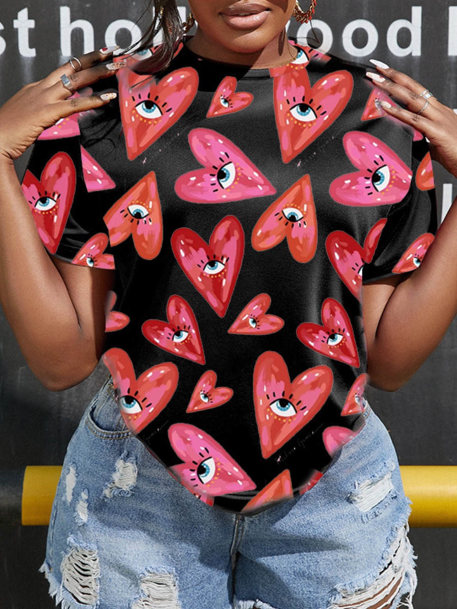 

LW Heart Eye Print T-shirt, Black