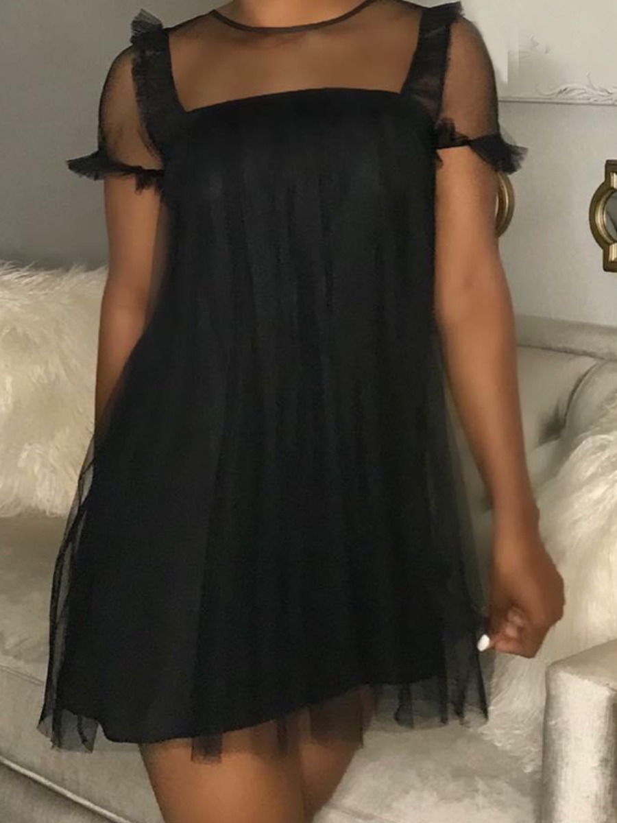 

LW Gauze See-through Dress (With Inner Lining), Black