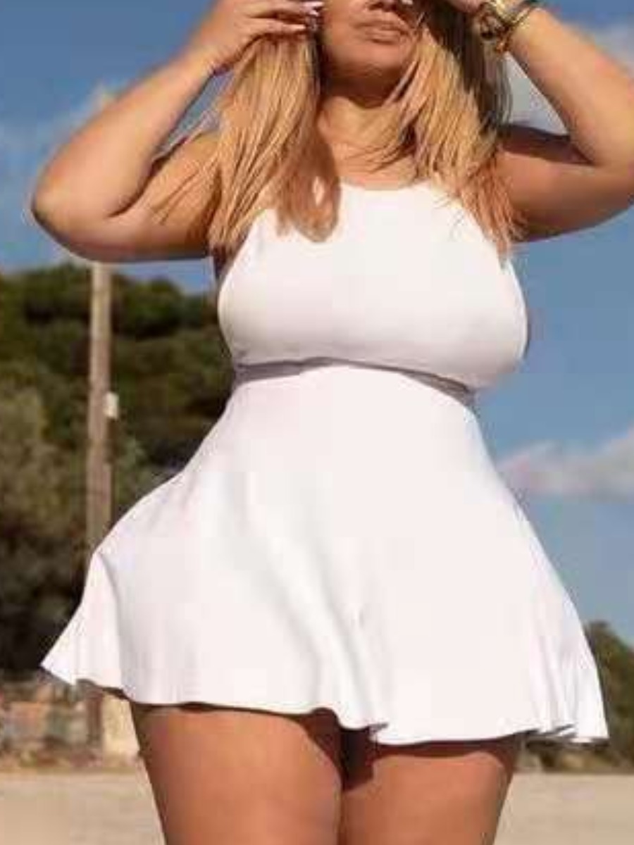 

LW Plus Size Cami A Line Dress, White