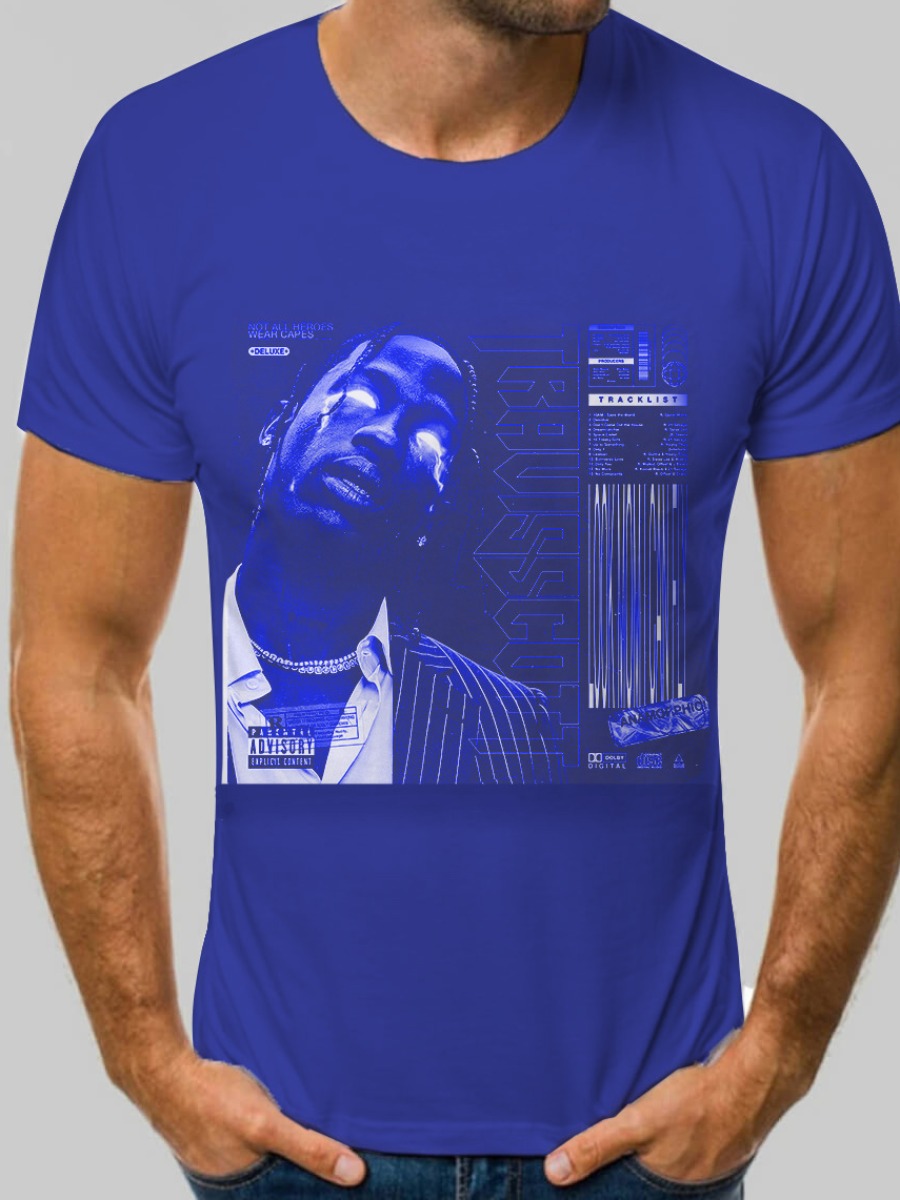 

LW BASICS Men Figure Letter Print T-shirt, Blue