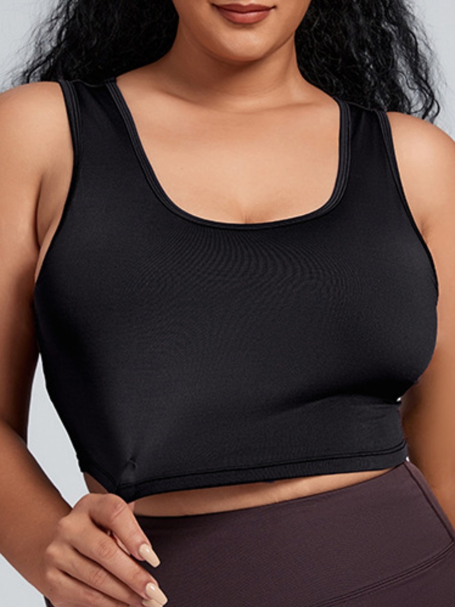 

LW BASICS Plus Size U Neck Stretchy Sports Camisole, Black