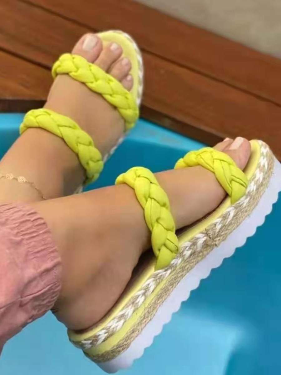 

LW Weave Strap Platform Shoes, Yellow
