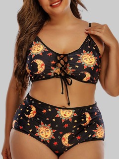 LW Plus Size Moon Star Print Bikini Set