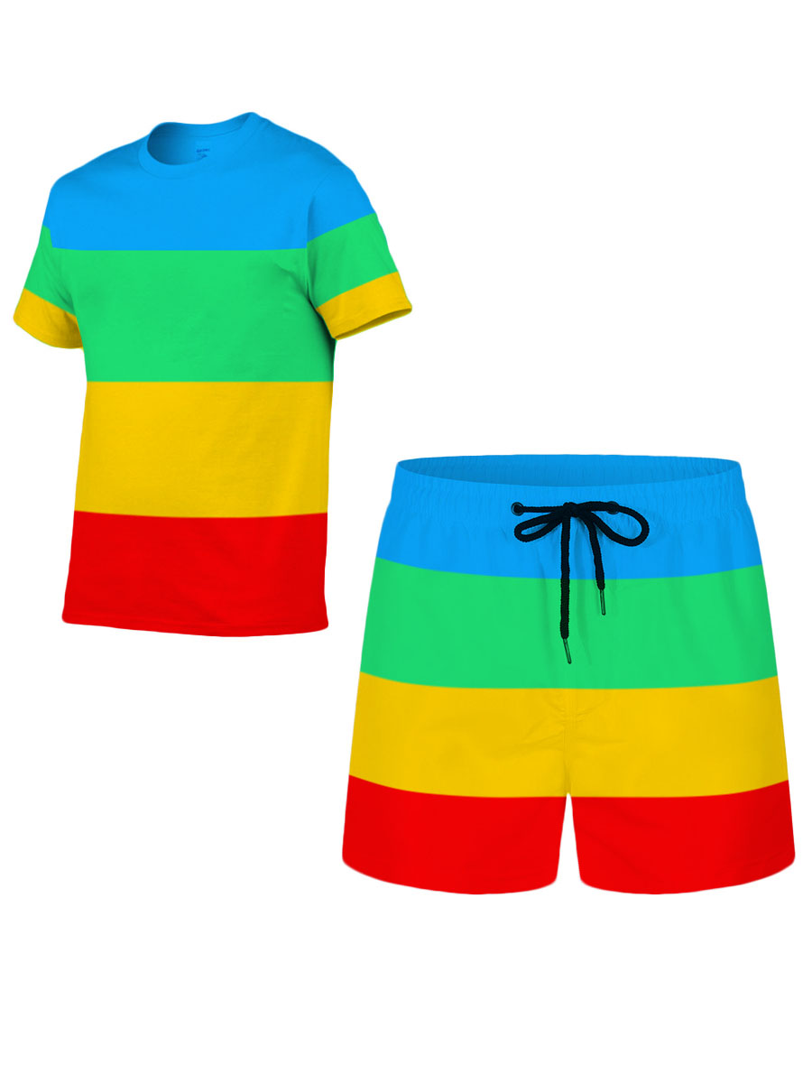 

LW BASICS Men Patchwork Drawstring Shorts Set, Multi