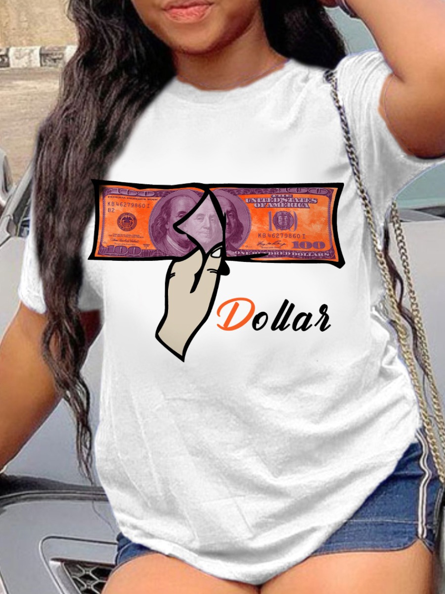 

LW Money Letter Print T-shirt, White