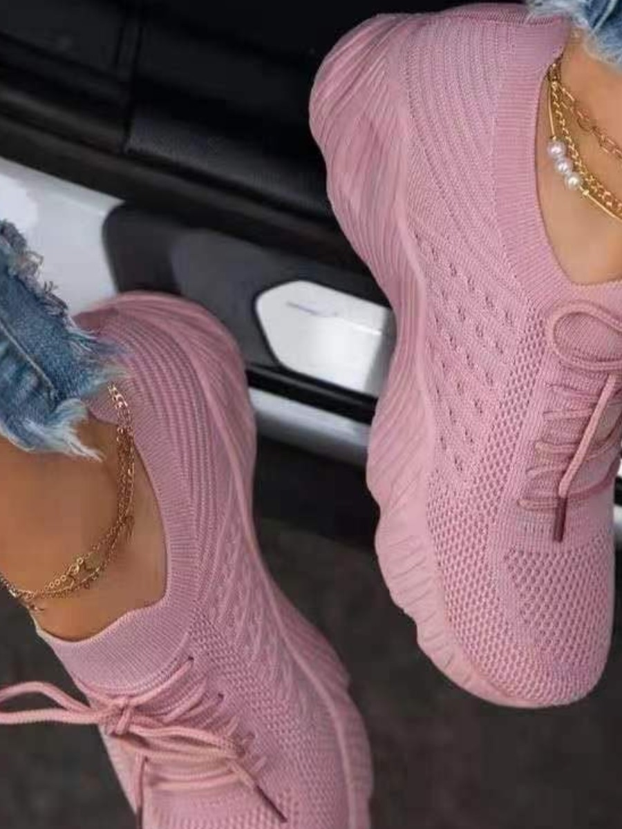 

LW Round Toe Breathable Sneakers, Pink