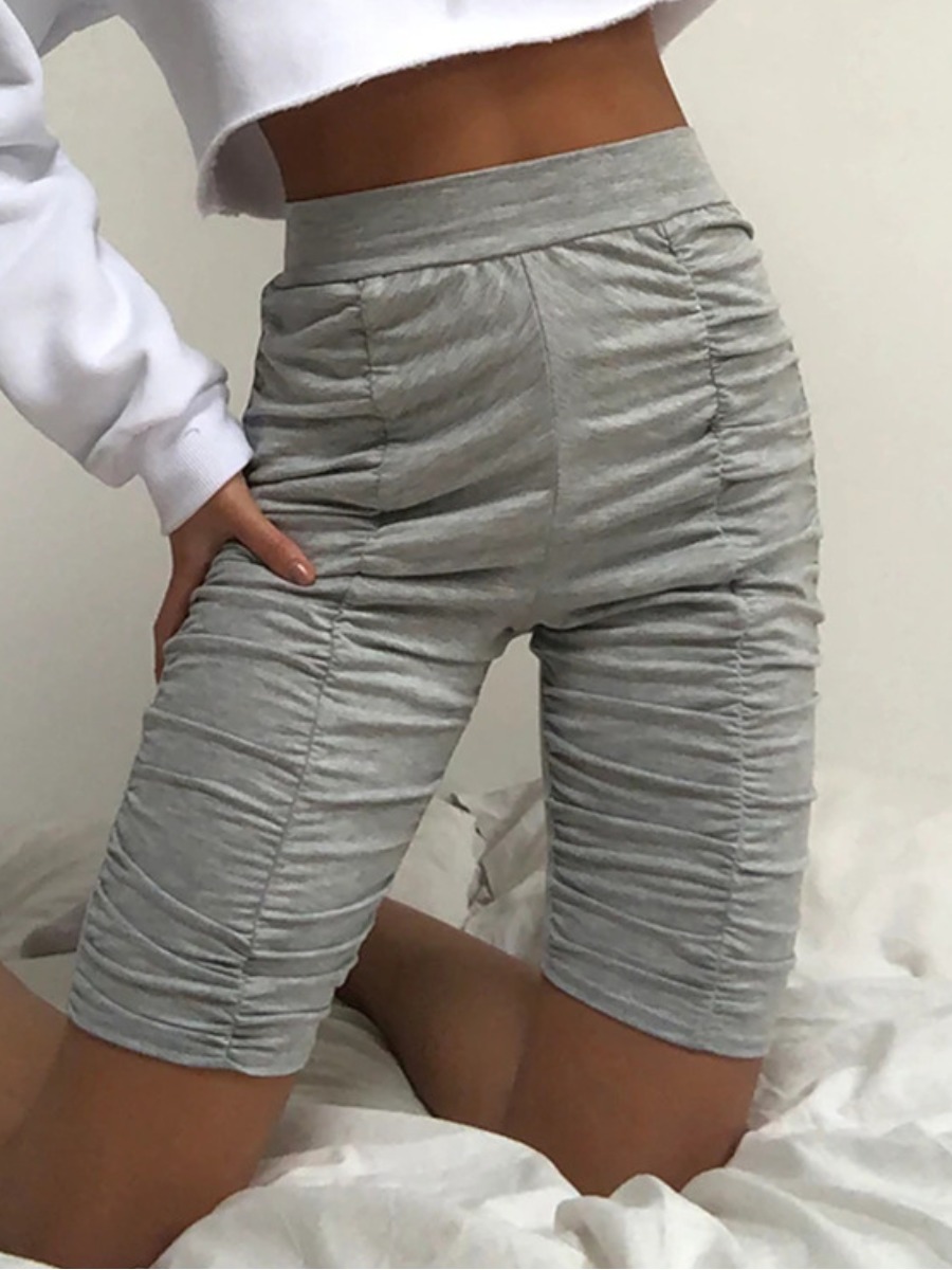 

LW BASICS Mid Waist Ruched Shorts, Grey