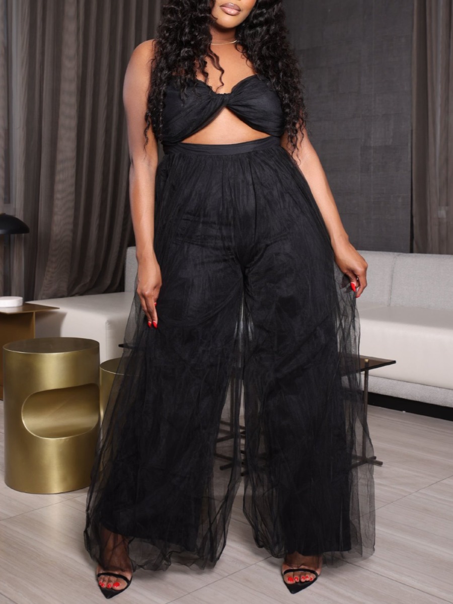 

LW Twist Front Inner Lining Jumpsuit, Black