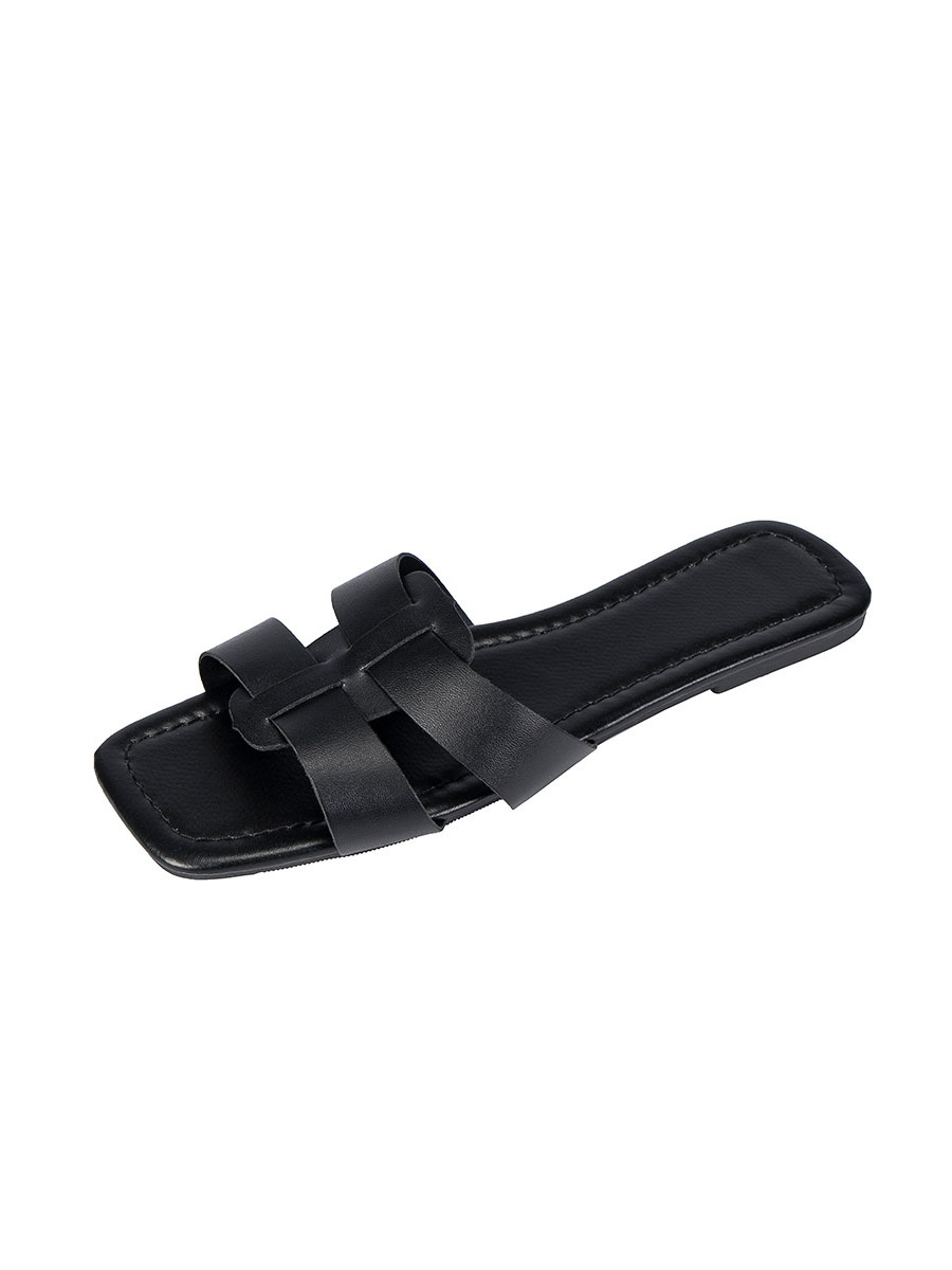 LW Leather Double Strap Slippers