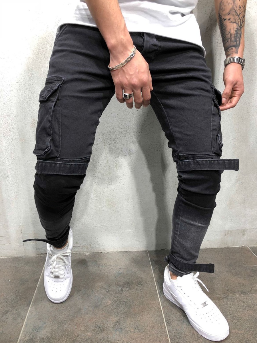 

LW Men Mid Waist Side Pocket Jeans, Black