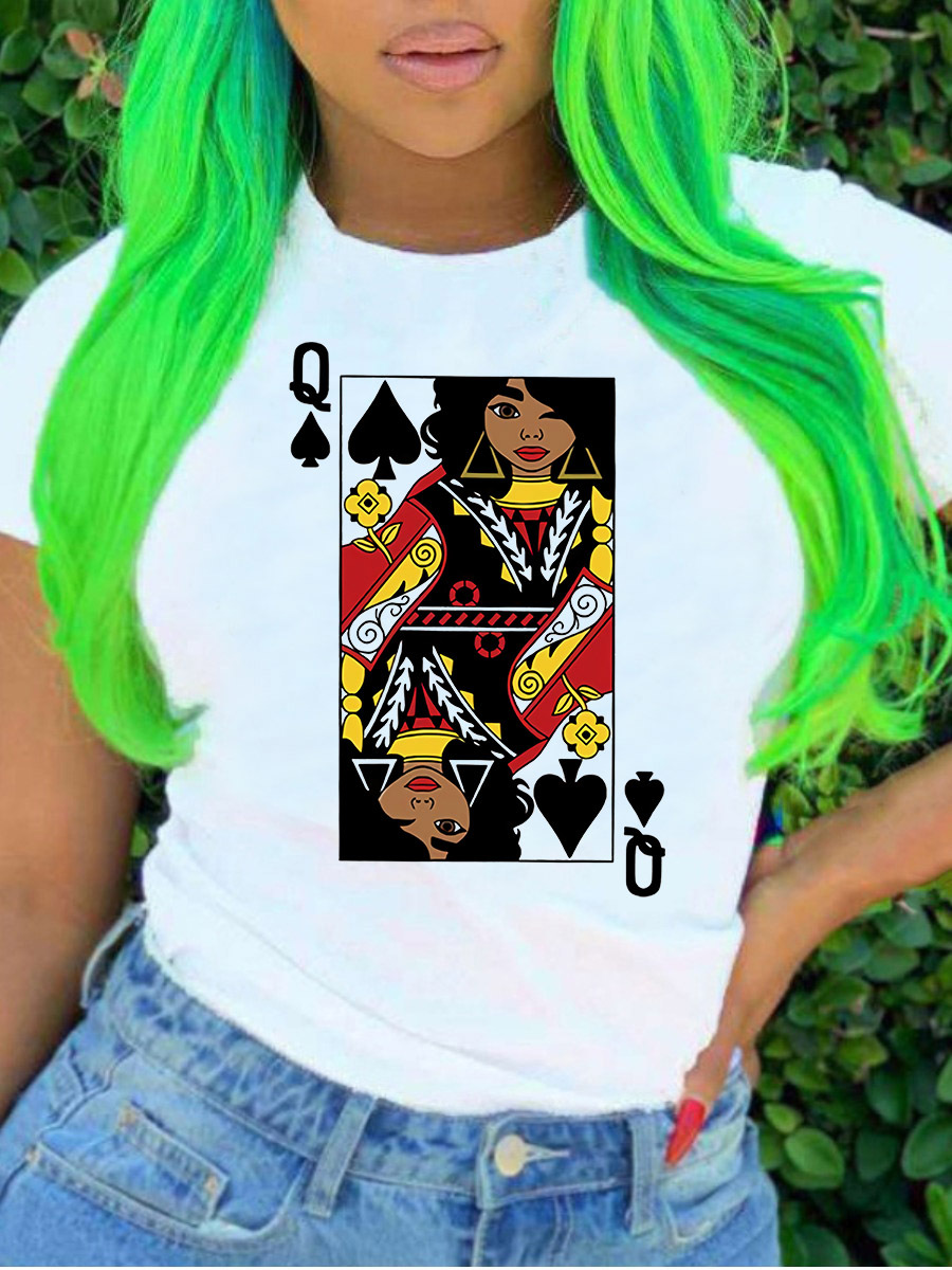 

LW Poker Letter Print T-shirt, Pure white