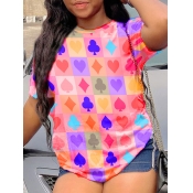 LW Heart Plaid Print T-shirt