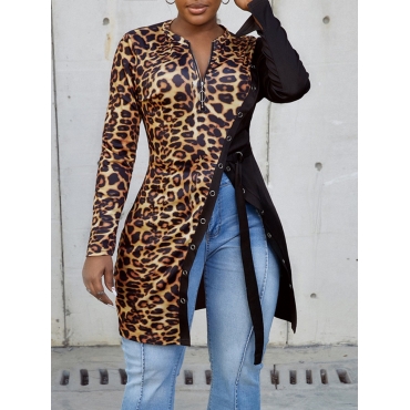 

LW Leopard Print Slit T-shirt
