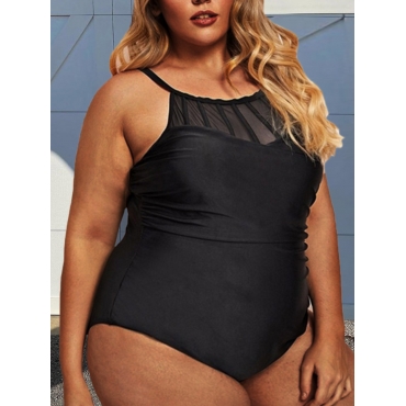 

LW Plus Size See-through One-piece Swimsuit, Black