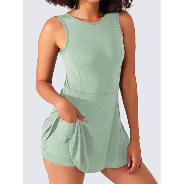 

LW Breathable Sweat Wicking Pocket 2-in-1 Flare Tennis Dress, Green