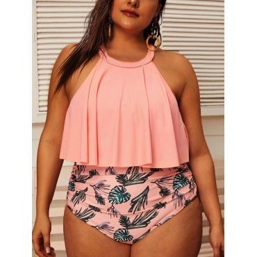 

LW Plus Size Floral Print Tankini, Pink