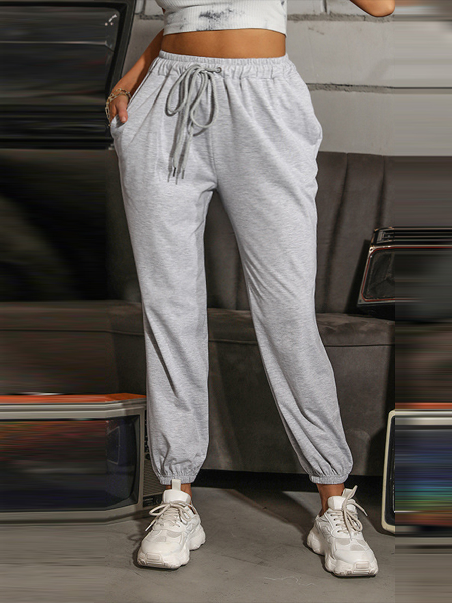 

LW Mid Waist Drawstring Sweatpants, Light grey