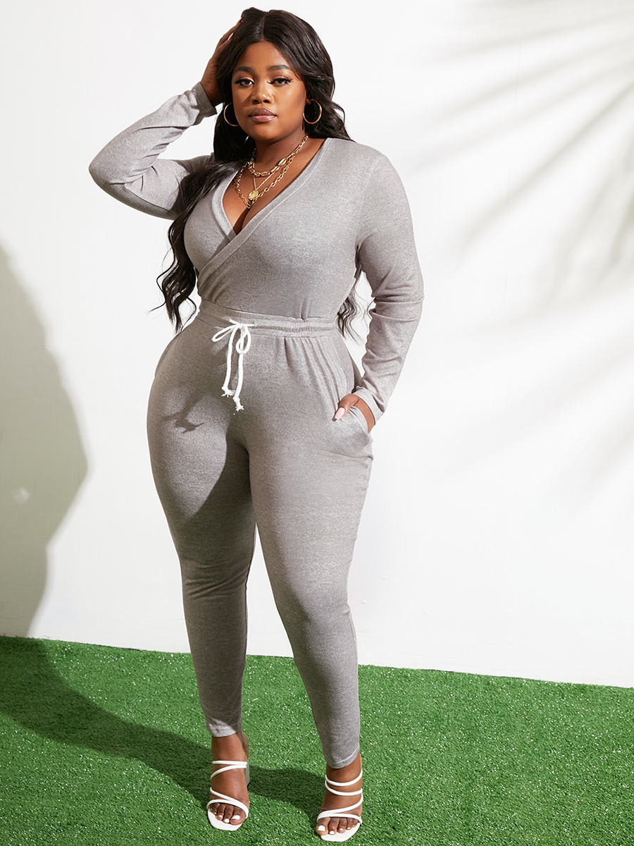 

LW Plus Size Polyester Regular Jumpsuit, Dark grey