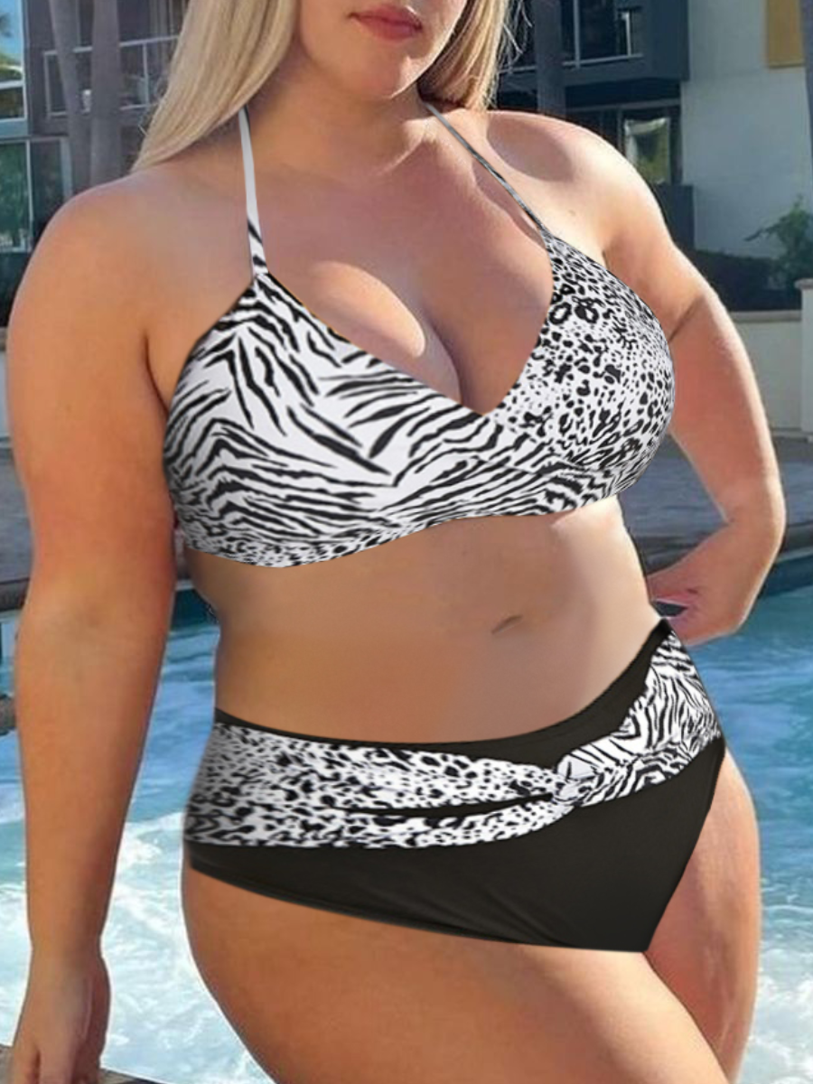 

LW Plus Size Leopard Print Bikini Set, Black