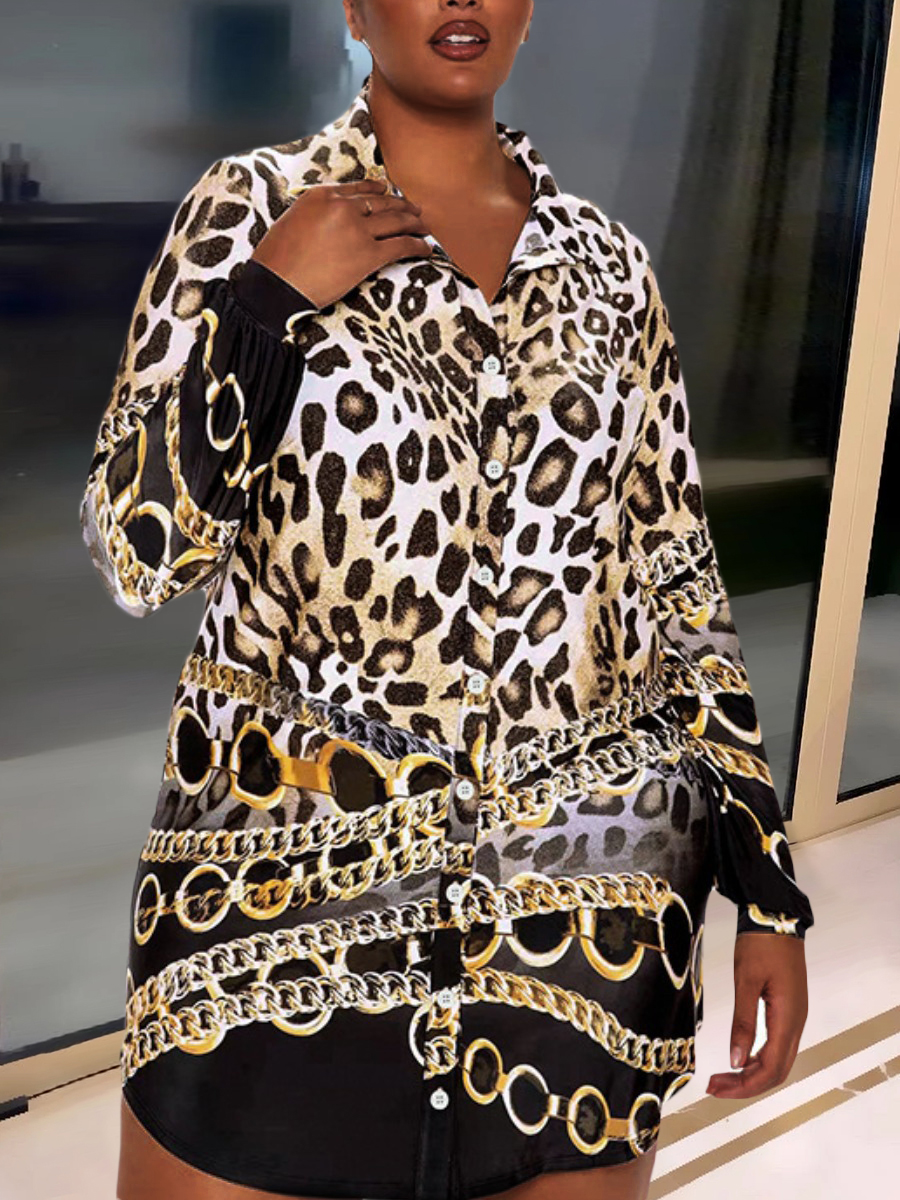 

LW Plus Size Chain Leopard Print Shirt