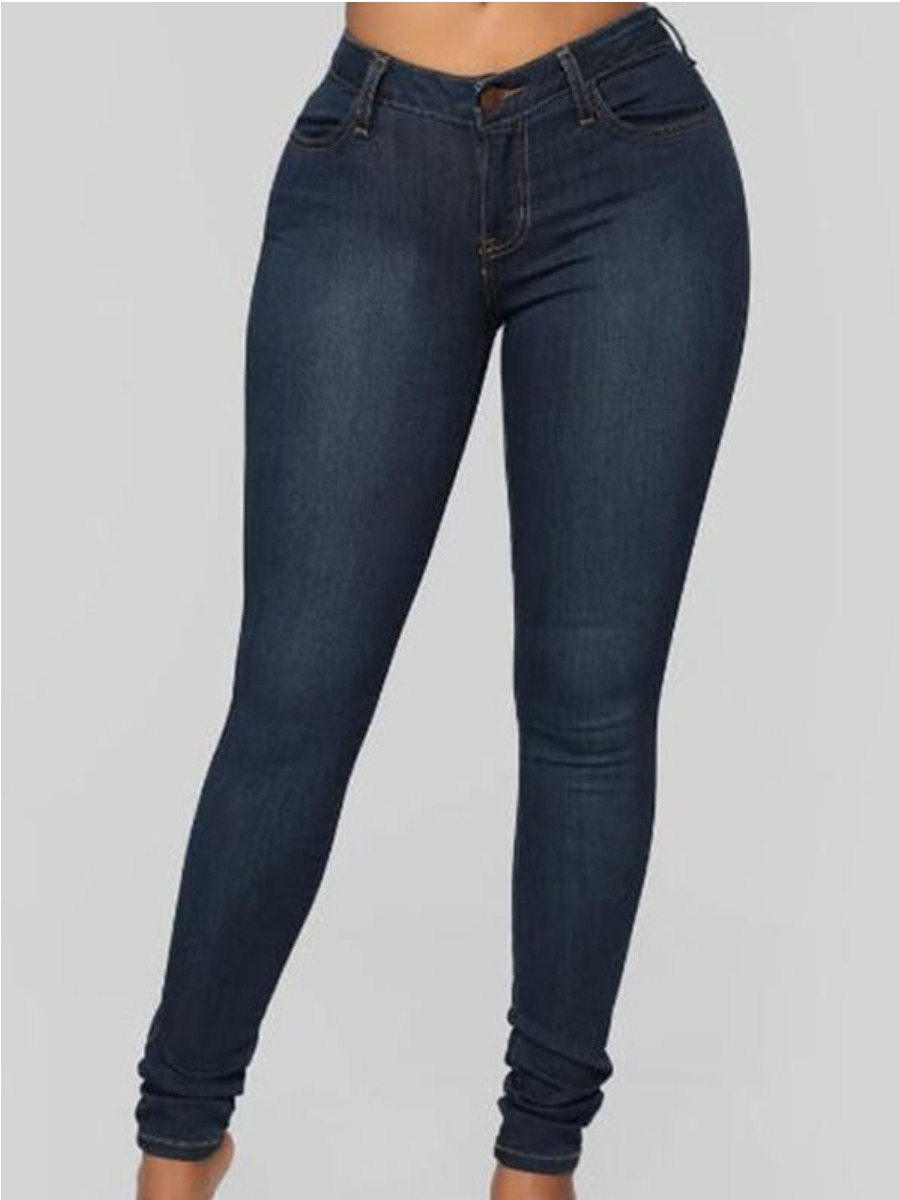 

LW BASICS Mid Waist Stretchy Jeans, Deep blue