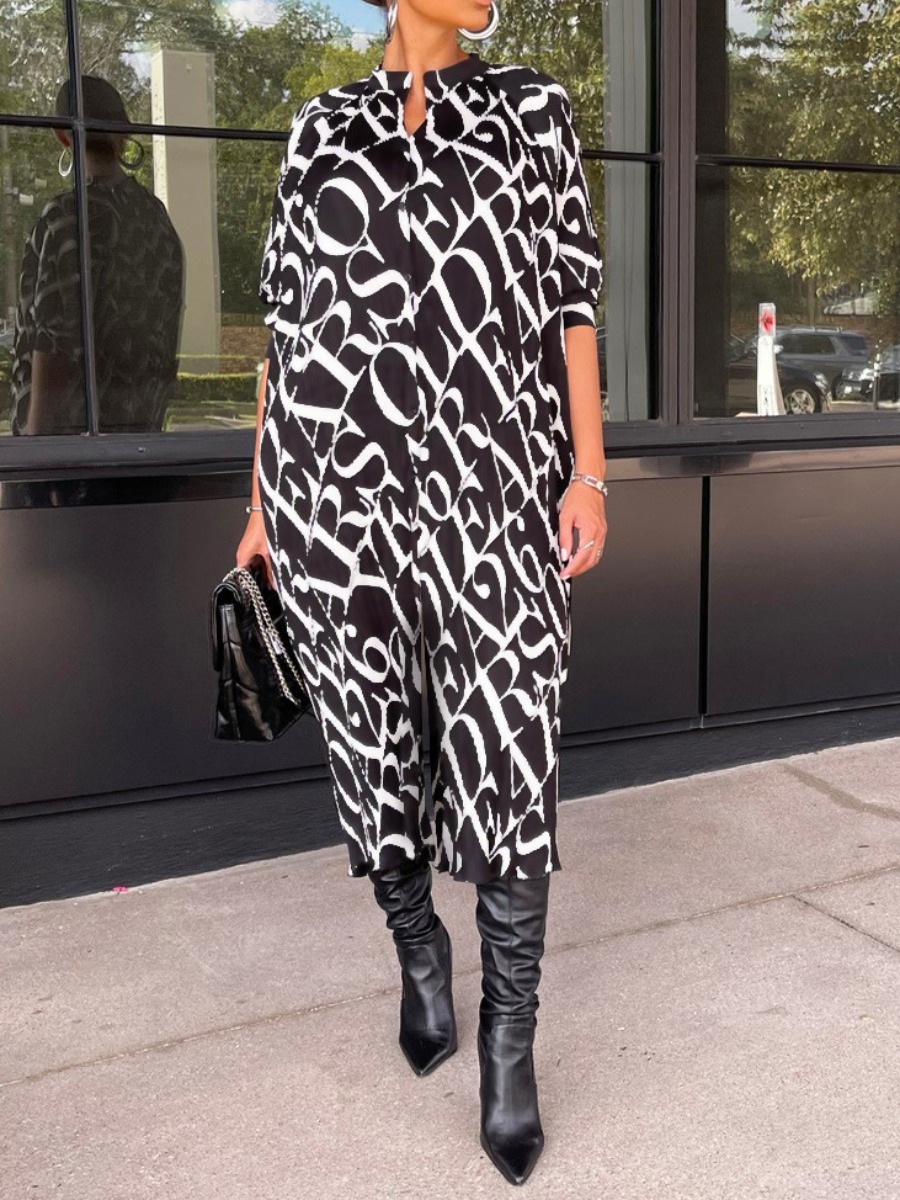 

LW Letter Print Loose Jumpsuit, Black