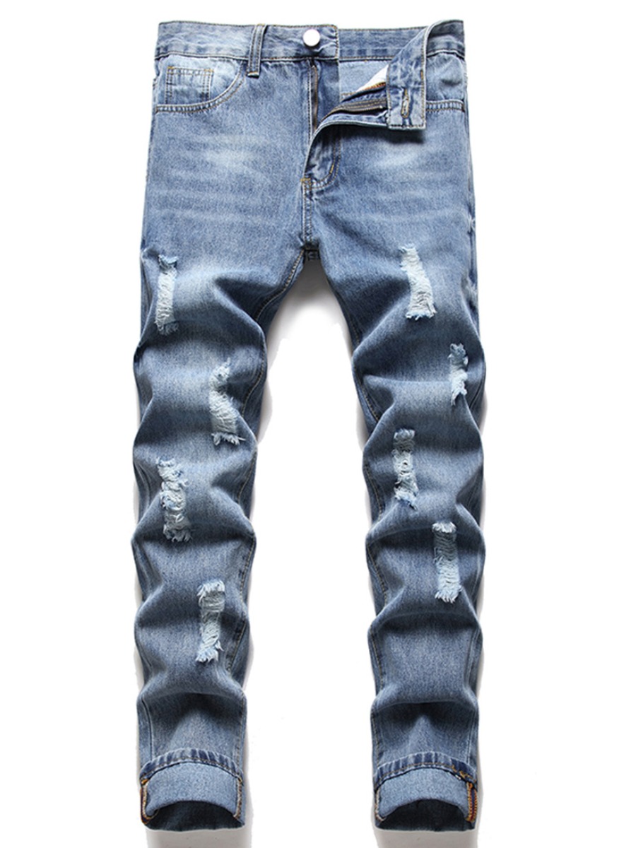 

LW Men Mid Waist Ripped Jeans, Blue