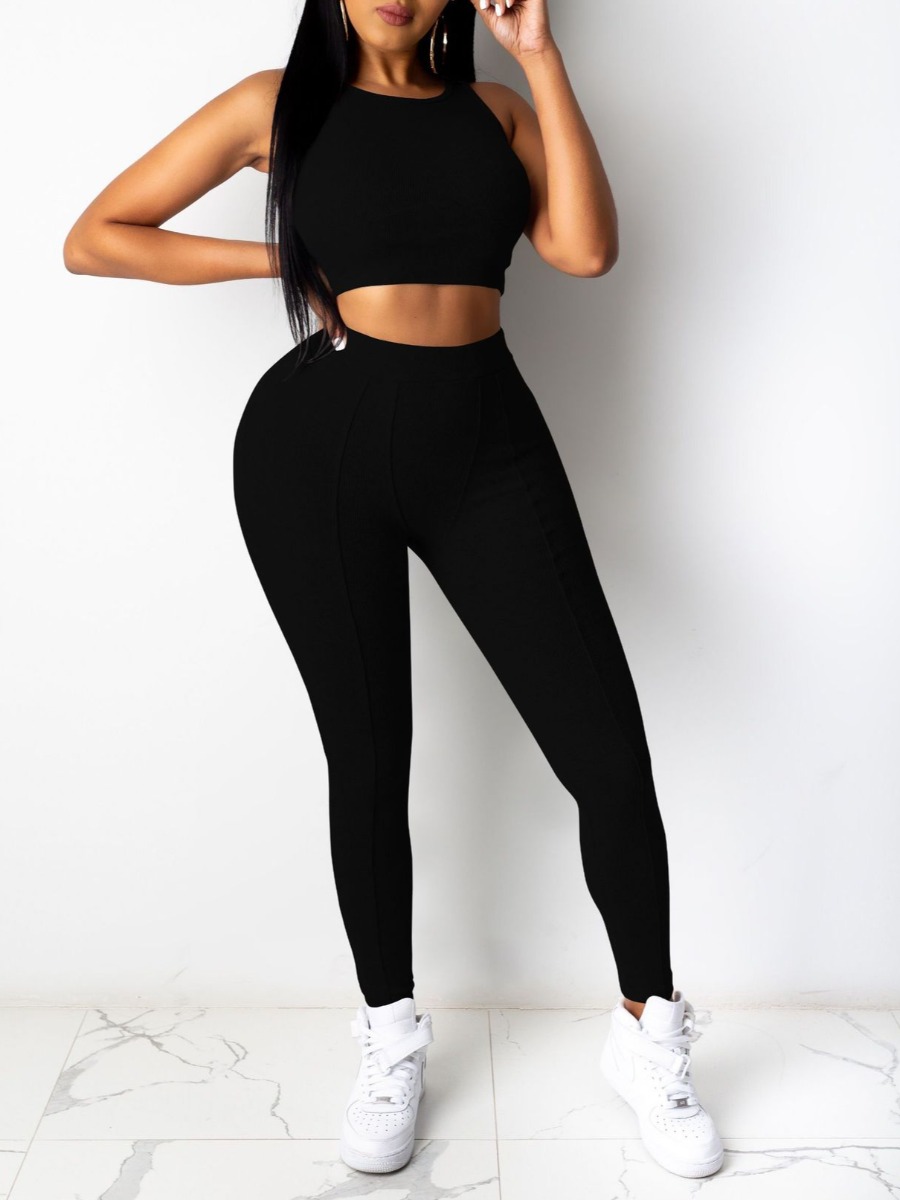 

LW COTTON Cami Skinny Pants Set, Black