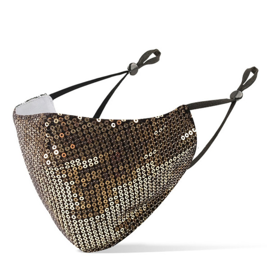 

LW COTTON Sequined Face Mask, Gold