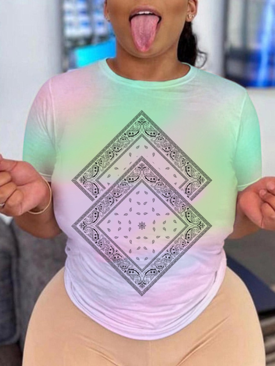 

LW Cashew Print Tie-dye T-shirt, Pink