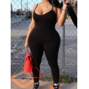 LW BASICS Plus Size Skinny Black One-piece Jumpsui