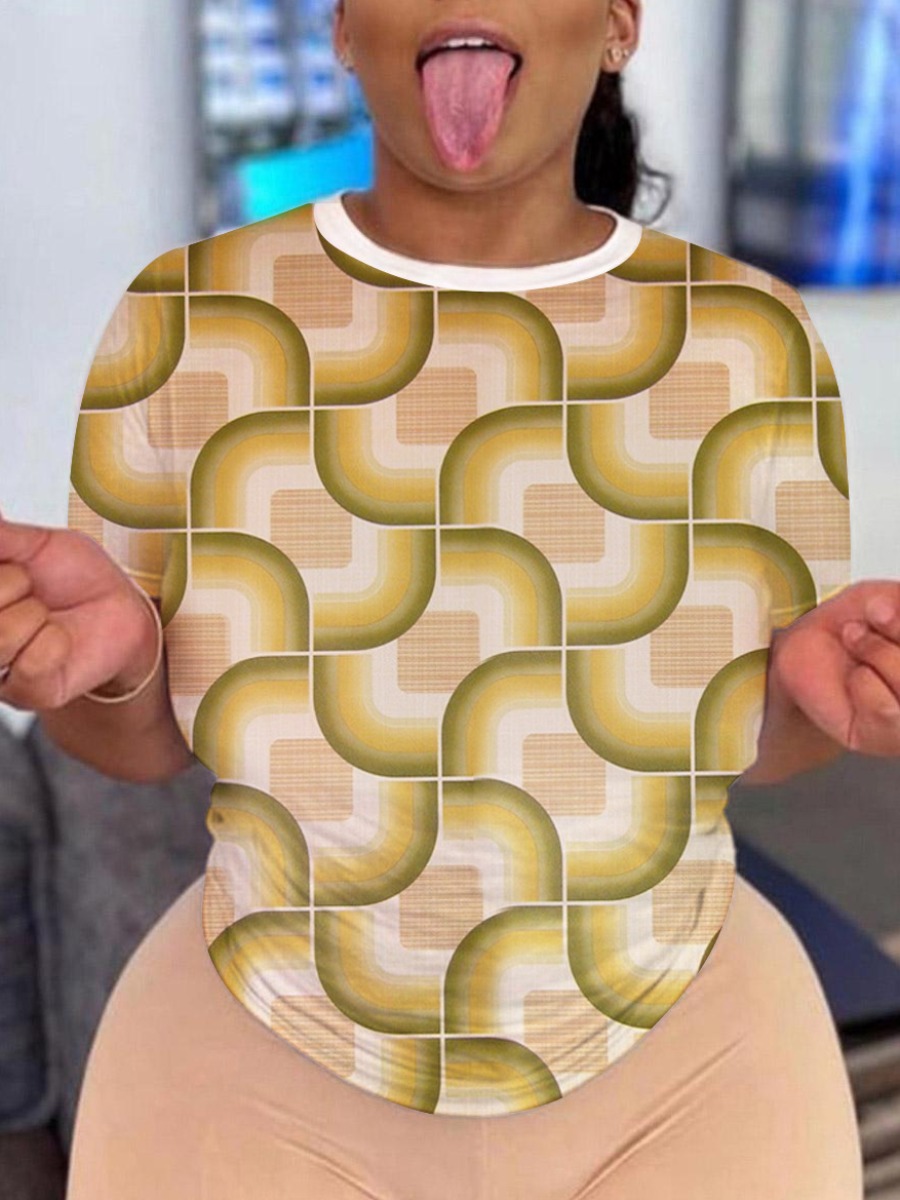

LW Gradient Geometric Print T-shirt, Yellow