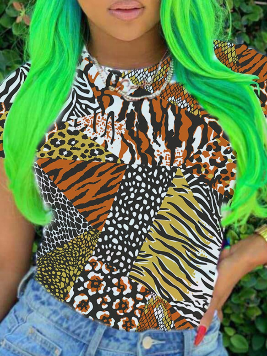 

LW Leopard Print Patchwork T-shirt