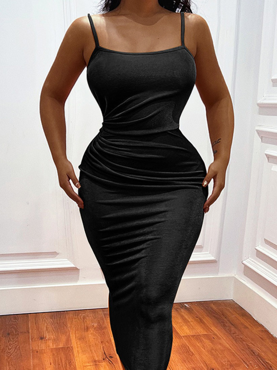 LW Plus Size Cami Bodycon Ruched Dress