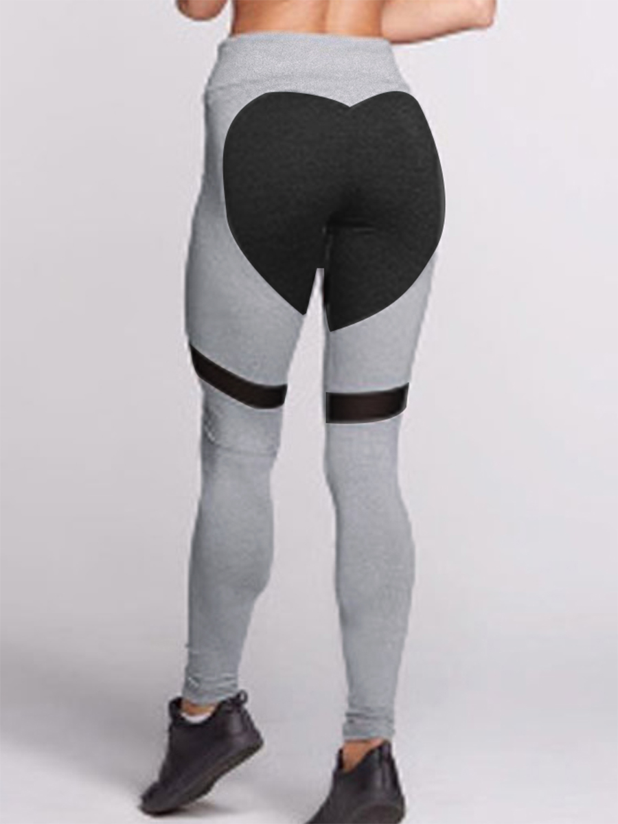 

LW Heart Print Yoga Leggings, Grey