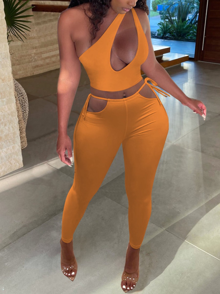 

LW Bandage Hollow-out Design Pants Set, Orange