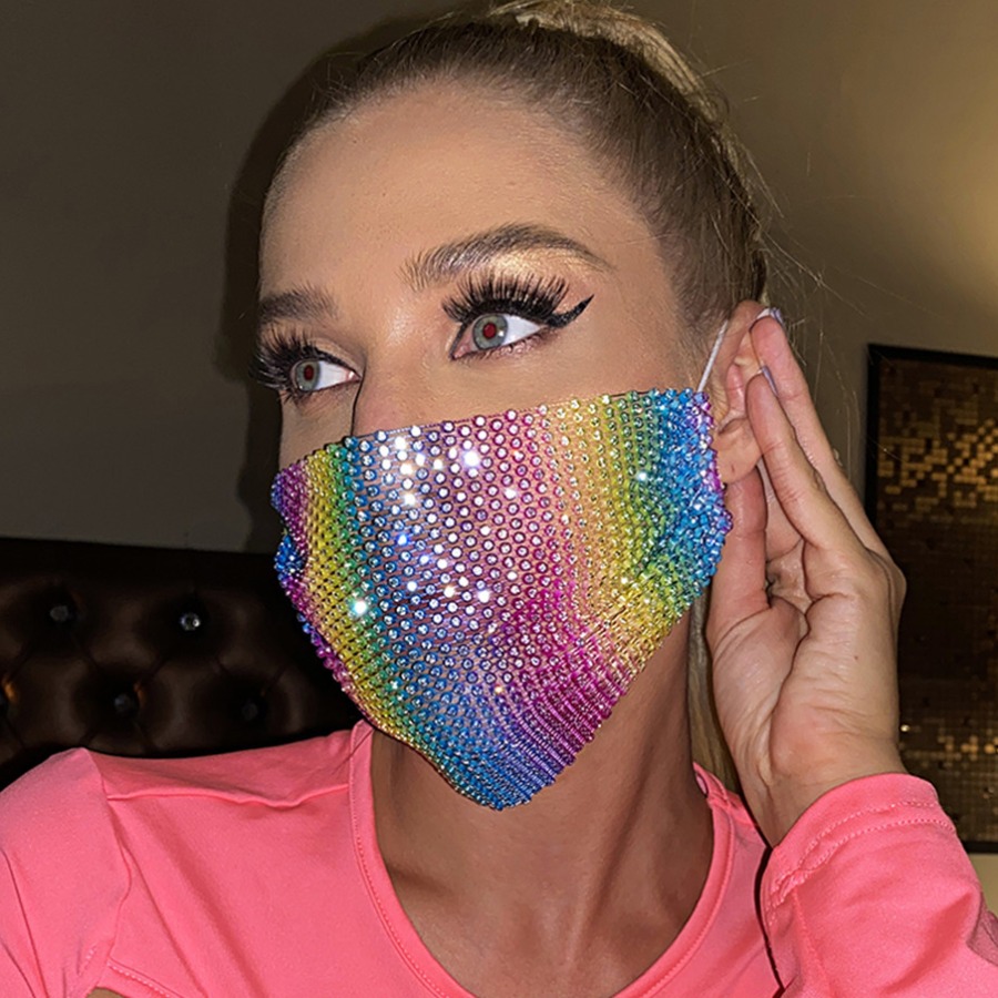 LW Rhinestone Gradient Face Mask (Handmade)