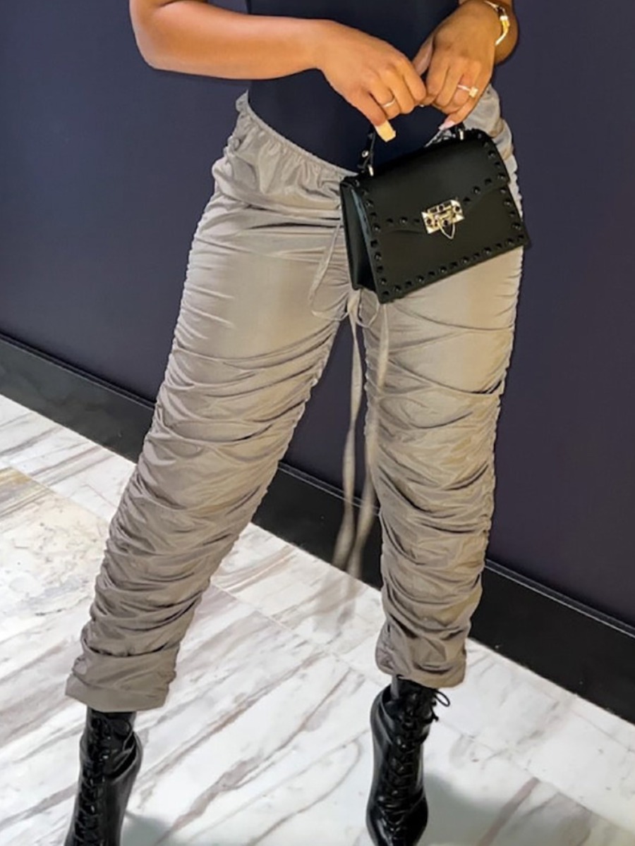 

LW Ruched Drawstring Pants, Khaki