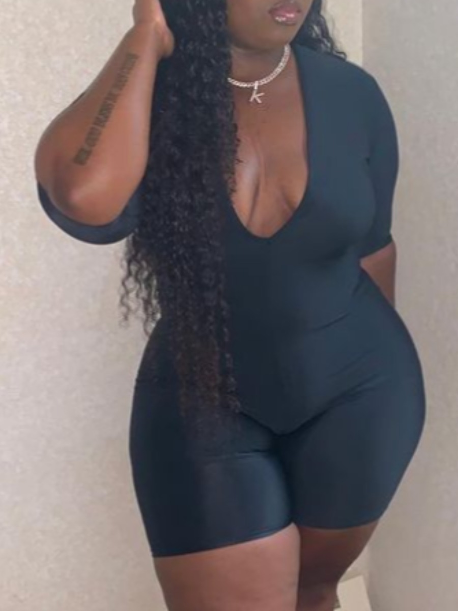 

LW Plus Size Skinny Stretchy Romper, Black