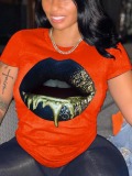 LW Plus Size Round Neck Lip Print T-shirt