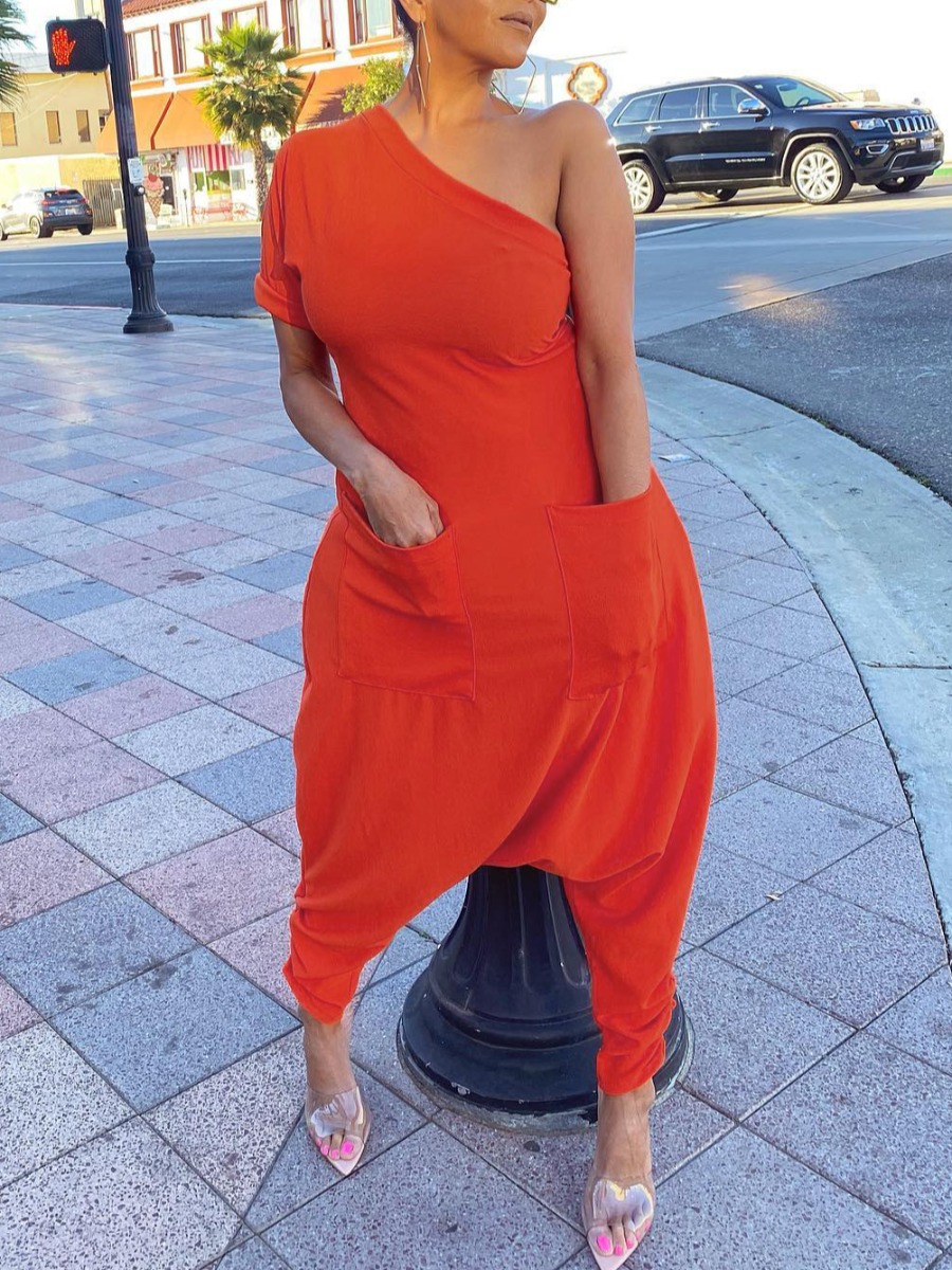 

LW One Shoulder Pocket Design Harlan Jumpsuit, Jacinth