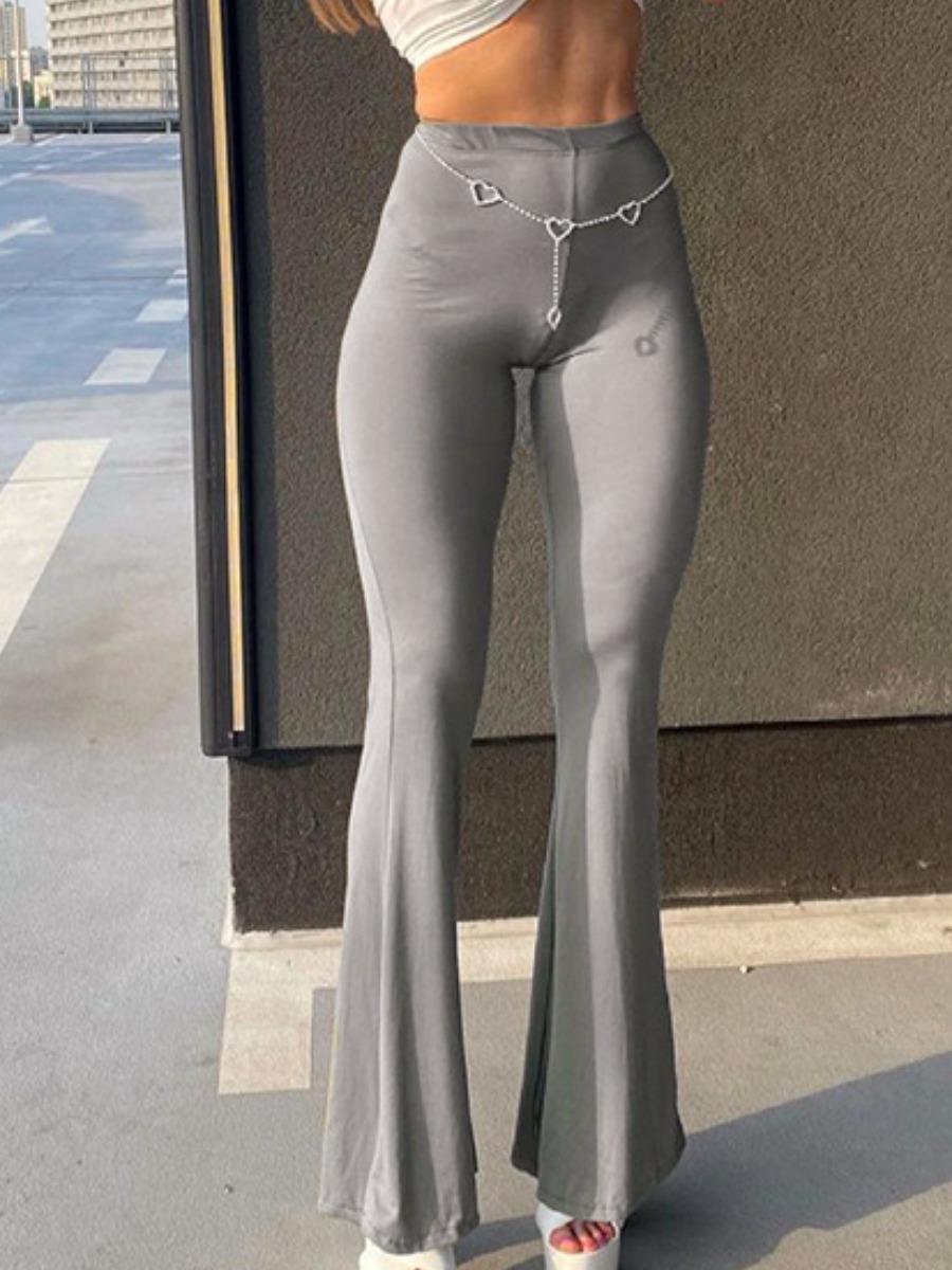 

LW High-waisted Flared Pants, Grey