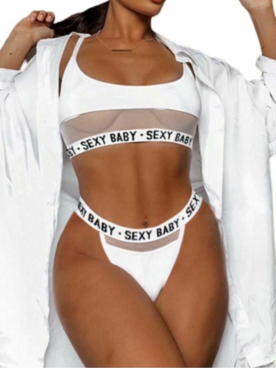 LovelyWholesale SXY Letter Print See-through Sports Underwear All Seasons Sxy Spring Summer 2024