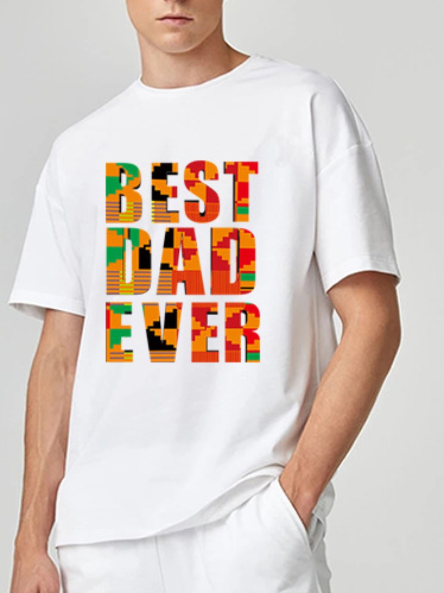 

LW BASICS Men Round Neck Letter Print T-shirt, White