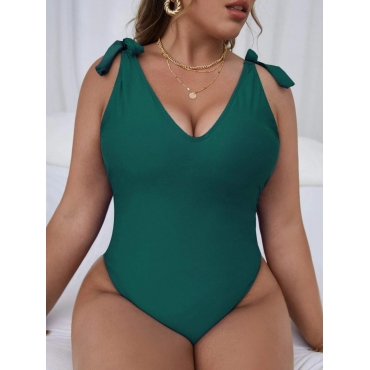 

LW Plus Size Bandage Design One-piece Swimsuit, Green